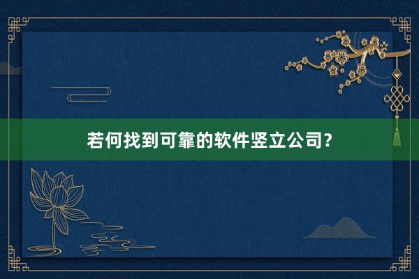 若何找到可靠的软件竖立公司？
